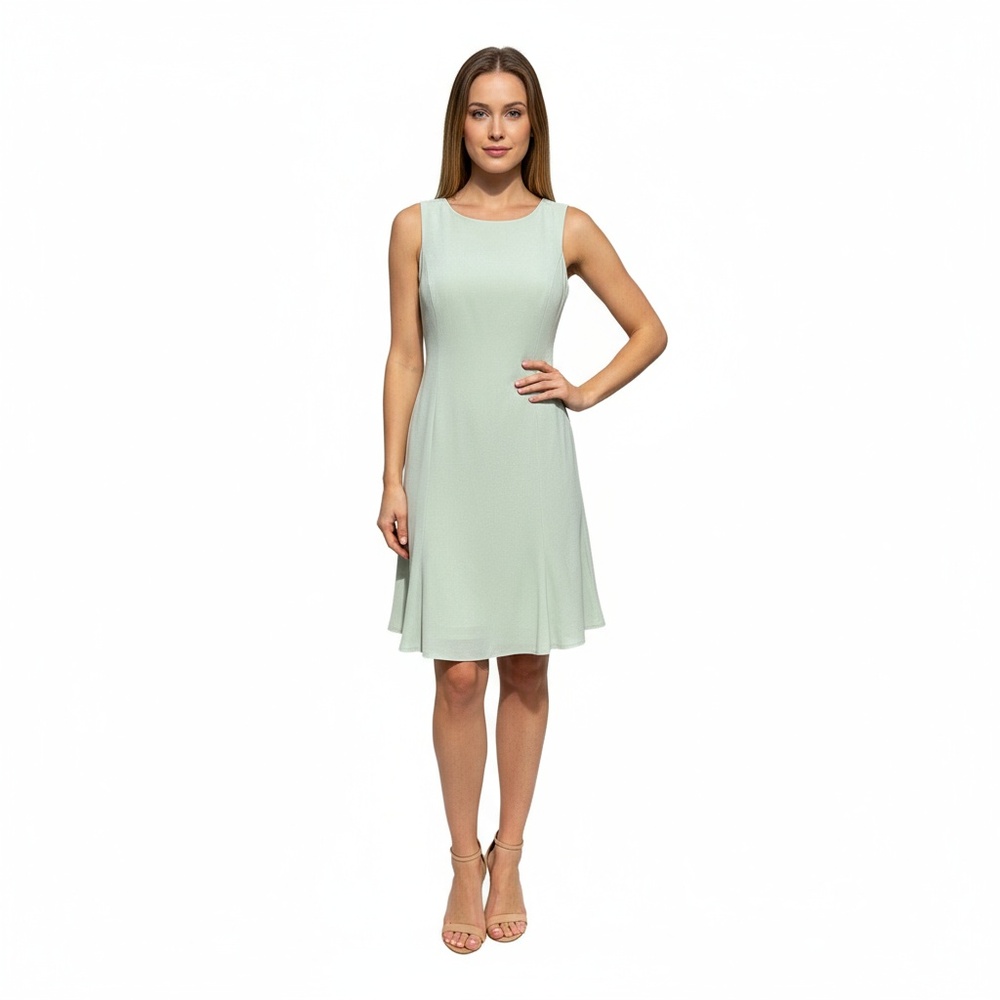 Talbots Womens Sleeveless Dress Light Green A-Line Fitted Bodice Chic Minimalist